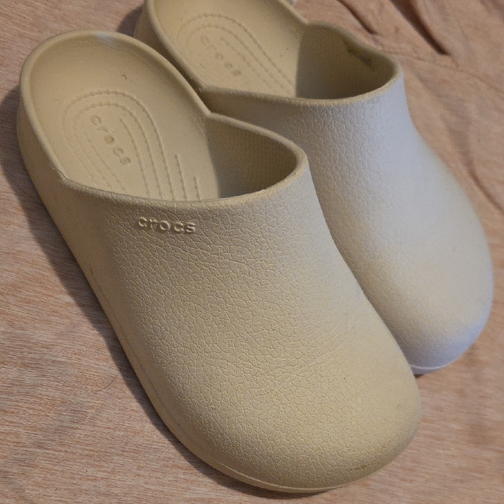 Cream Crocs Clogs